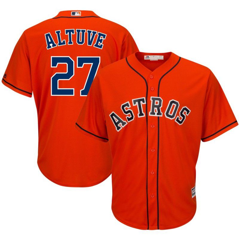 Men Houston Astros #27 Altuve Orange Game MLB Jersey->houston astros->MLB Jersey